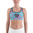 Women's Moisture Wicking Olivia III Rise & Go Sports Bra (White & Black Piping)