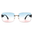 Dreamsea - Rectangle Classic Rimless Square Retro Tinted Fashion Sunglasses