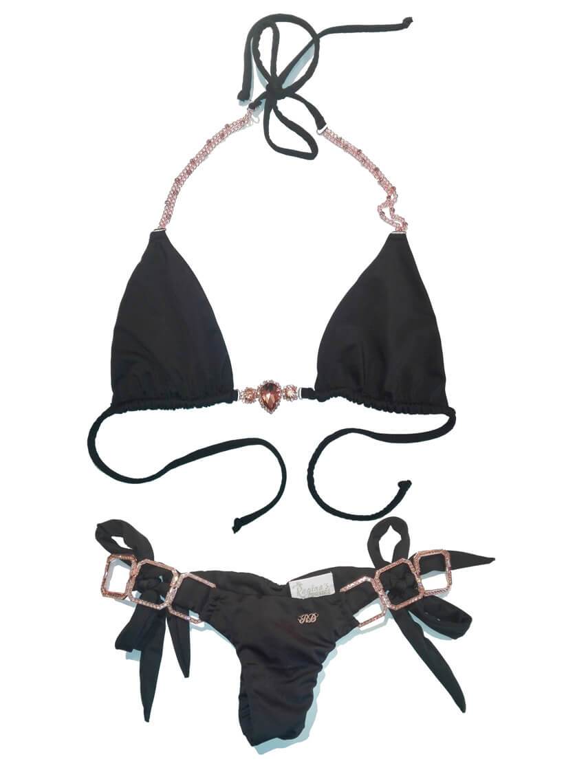 Tessa Triangle Top & Tie Side Bottom - Black