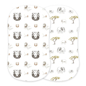 Lion and Rhinos and Elephants Bamboo Changing Pad Cover/Bassinet Sheets