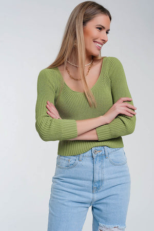 Pull en tricot au crochet en vert