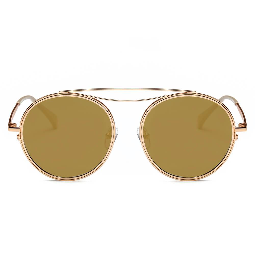 FAIRFAX | Polarized Circle Round Brow-Bar Fashion Sunglasses