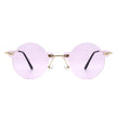 Crescent - Circle Retro Round Rimless Fashion Tinted Vintage Sunglasses