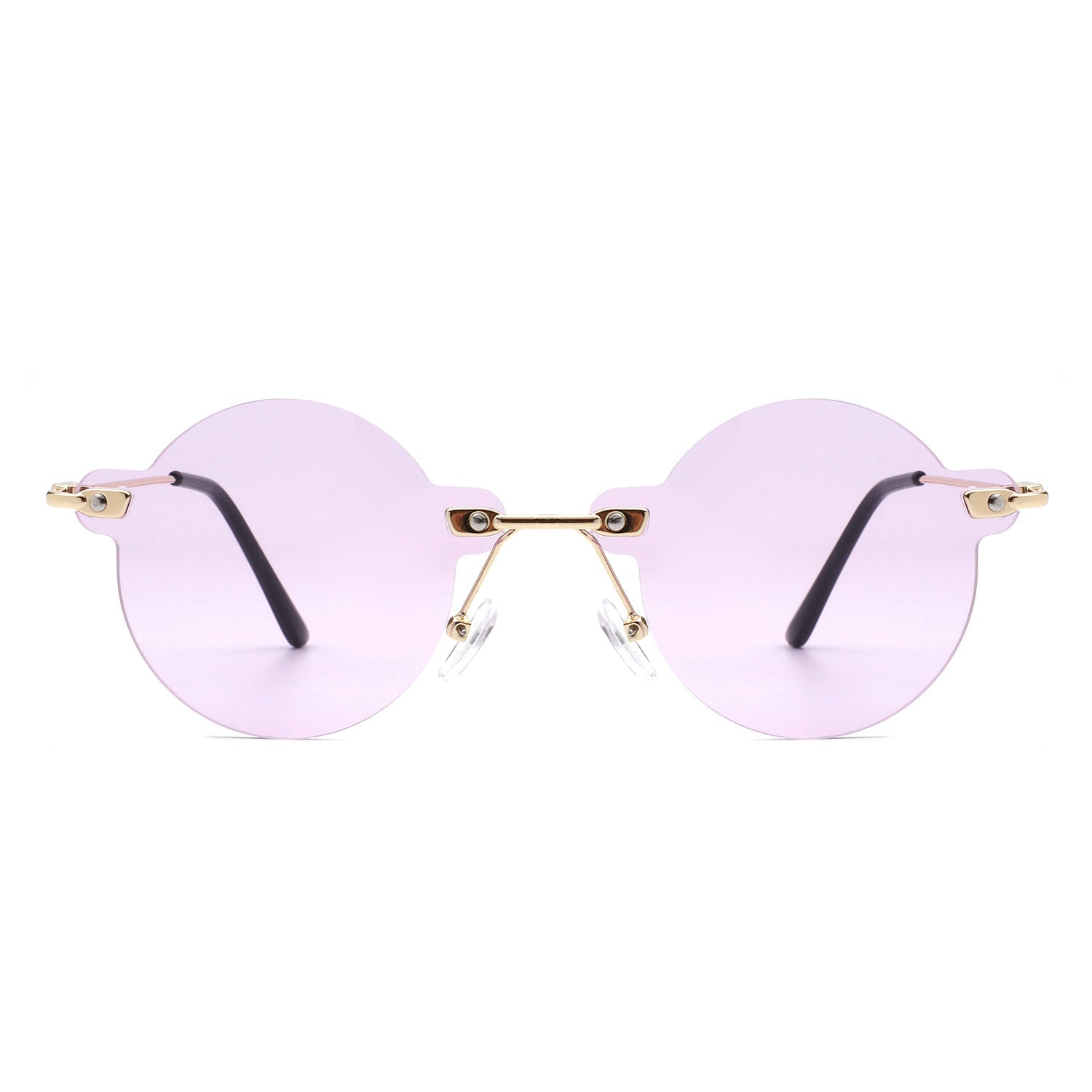 Crescent - Circle Retro Round Rimless Fashion Tinted Vintage Sunglasses