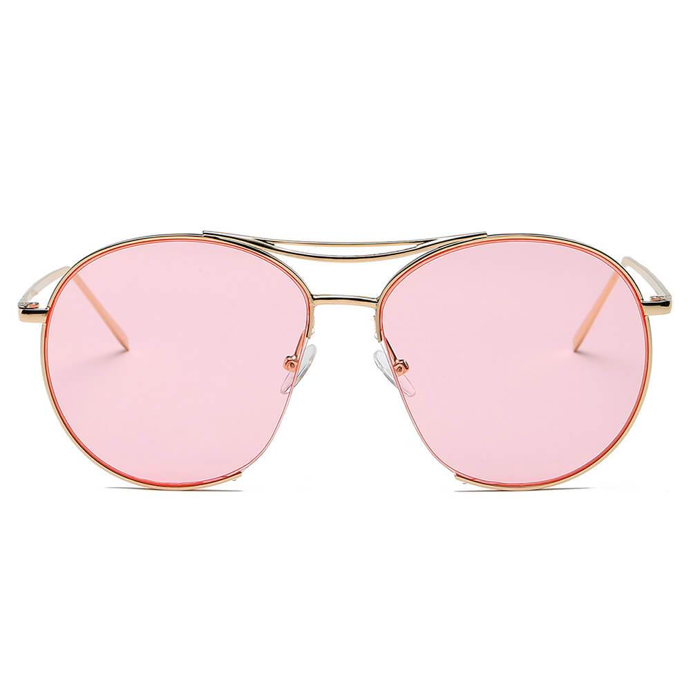 LOUDON | Oversize Tinted Lens Round Aviator Sunglasses