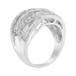 Ensemble de canaux en argent sterling .925 1,0 Cttw alternant rond et baguette