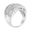 Ensemble de canaux en argent sterling .925 1,0 Cttw alternant rond et baguette