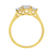 Bague à trois pierres en or jaune 10 carats avec diamants taille princesse