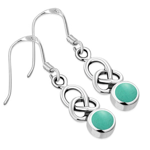 Boucles d'oreilles en argent avec nœud celtique turquoise