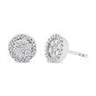 Bouton rond en grappe de style halo de diamants taille brillant en or blanc 14 carats 1,0 carat