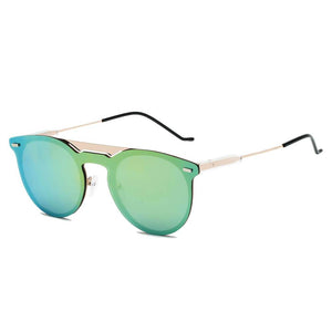 INDIO | Retro Mirrored Brow-Bar Design Circle Round Fashion Sunglasses