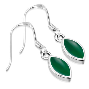 Boucles d'oreilles ovales en argent sterling avec agate verte