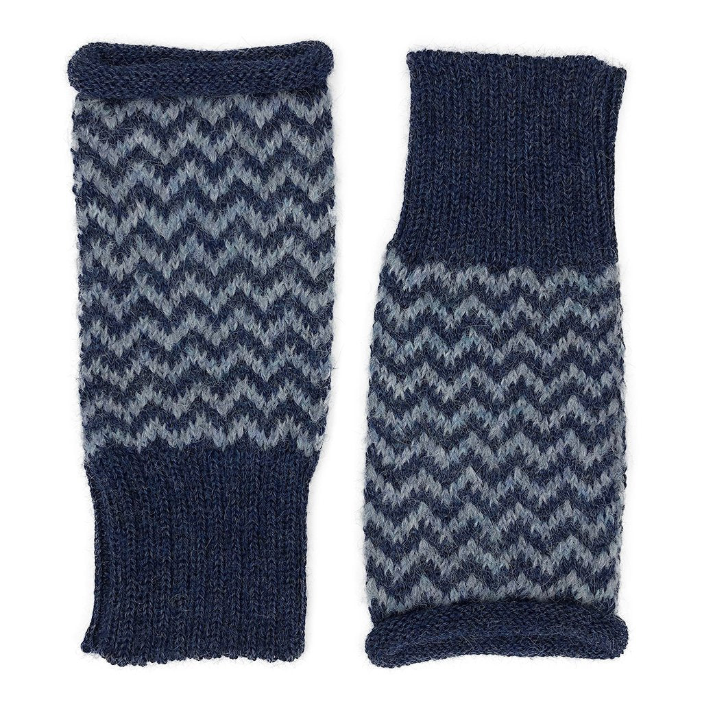 Gants en alpaga tricotés à chevrons Azul