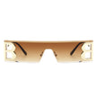 Rainbowx - Rimless Rectangle Flat Top Tinted Fashion Sunglasses