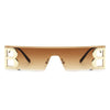 Rainbowx - Rimless Rectangle Flat Top Tinted Fashion Sunglasses