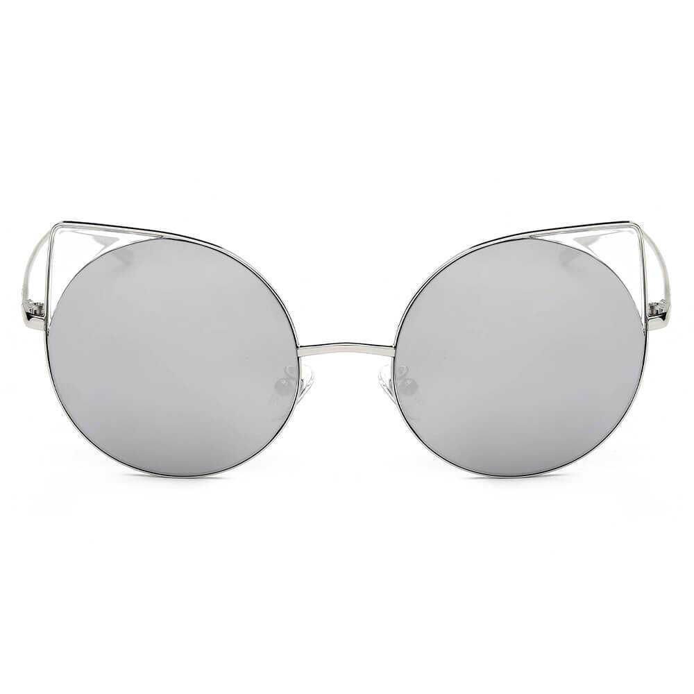 Dublin- Women Mirrored Lens Round Cat Eye Sunglasses