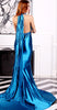 Glossy Blue Satin Evening Gown