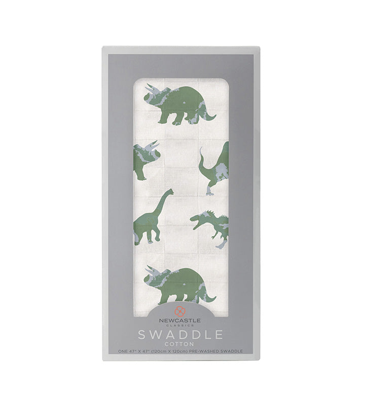 Lange en coton dinosaures vert granite