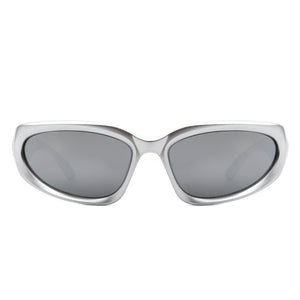 Starfall - Sporty Rectangle Oval Y2K Wrap Around Unisex Fashion Sunglasses