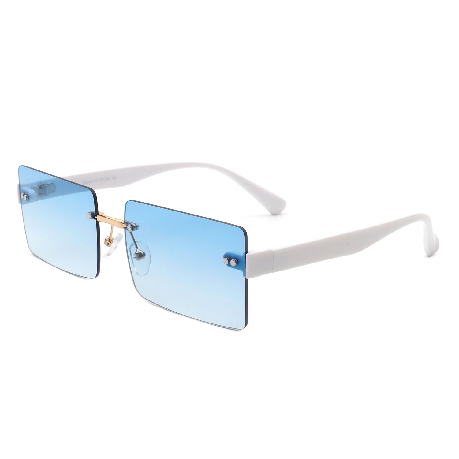 Jadesoul - Rectangle Retro Rimless Tinted Fashion Vintage Square Sunglasses