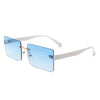 Jadesoul - Rectangle Retro Rimless Tinted Fashion Vintage Square Sunglasses