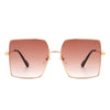 Benazia - Square Oversize Flat Top Large Tinted Women Fashion Sunglasses