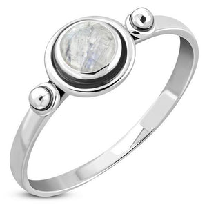 Rainbow Moonstone Silver Ring