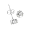 .925 Sterling Silver 1/10 Cttw Prong Set Round-Cut Trio Diamond Stud Earrings