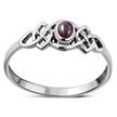 Garnet Stone Cab Celtic Knot Silver Ring