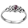 Garnet Stone Cab Celtic Knot Silver Ring