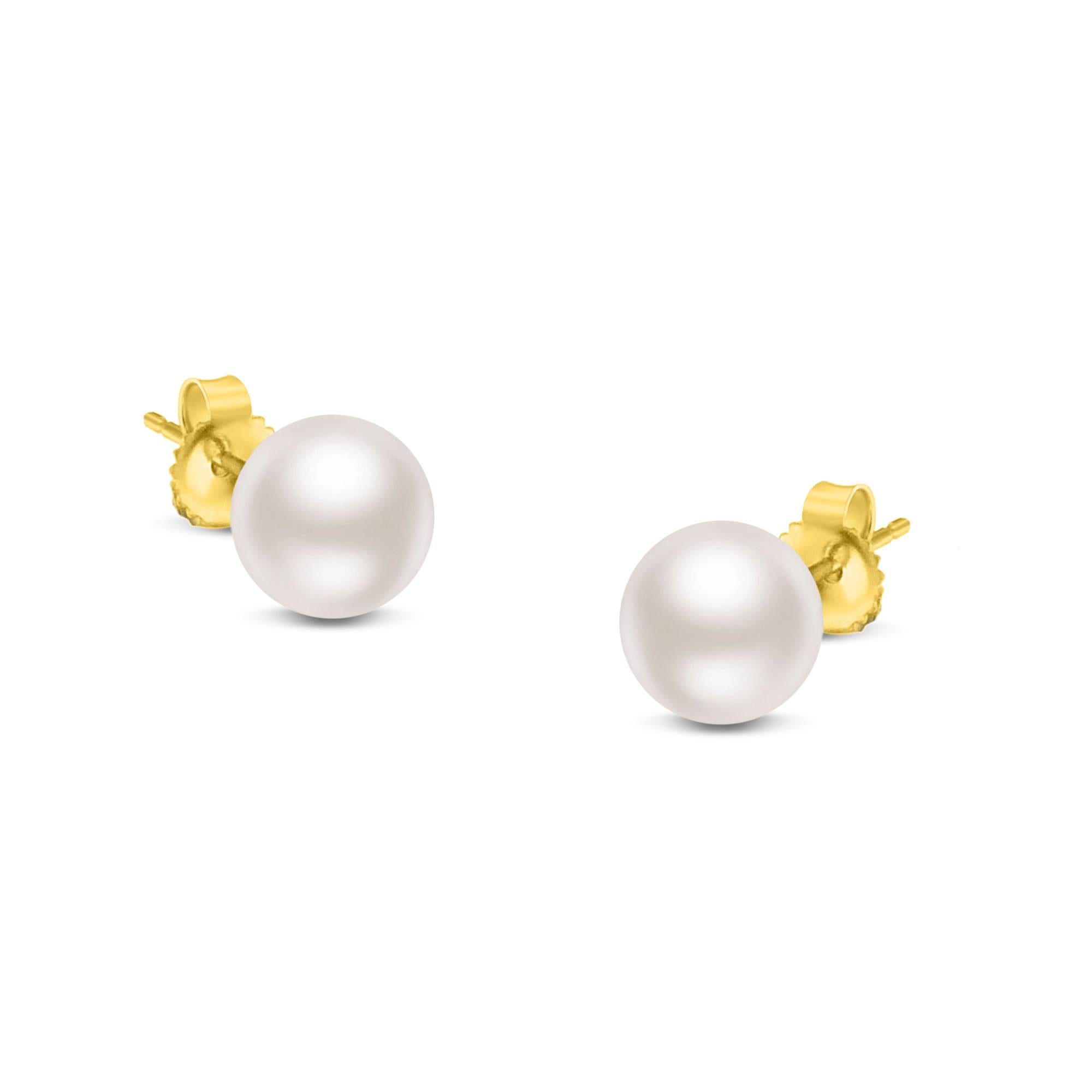 14K Gold Round White Saltwater Akoya Cultured Pearl