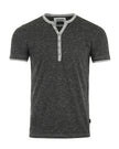 ZIMEGO T-shirts Henley pour hommes – Manches courtes Col contrasté