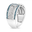 Bague en argent sterling 925 avec diamants traités de couleur blanche et bleue 1/2 carat