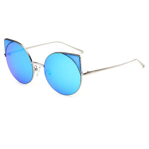 Dublin- Women Mirrored Lens Round Cat Eye Sunglasses