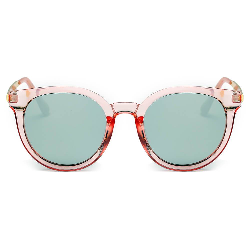 FINDLAY | Women's Retro Mirrored Lens Horned Rim Round Sunglasses