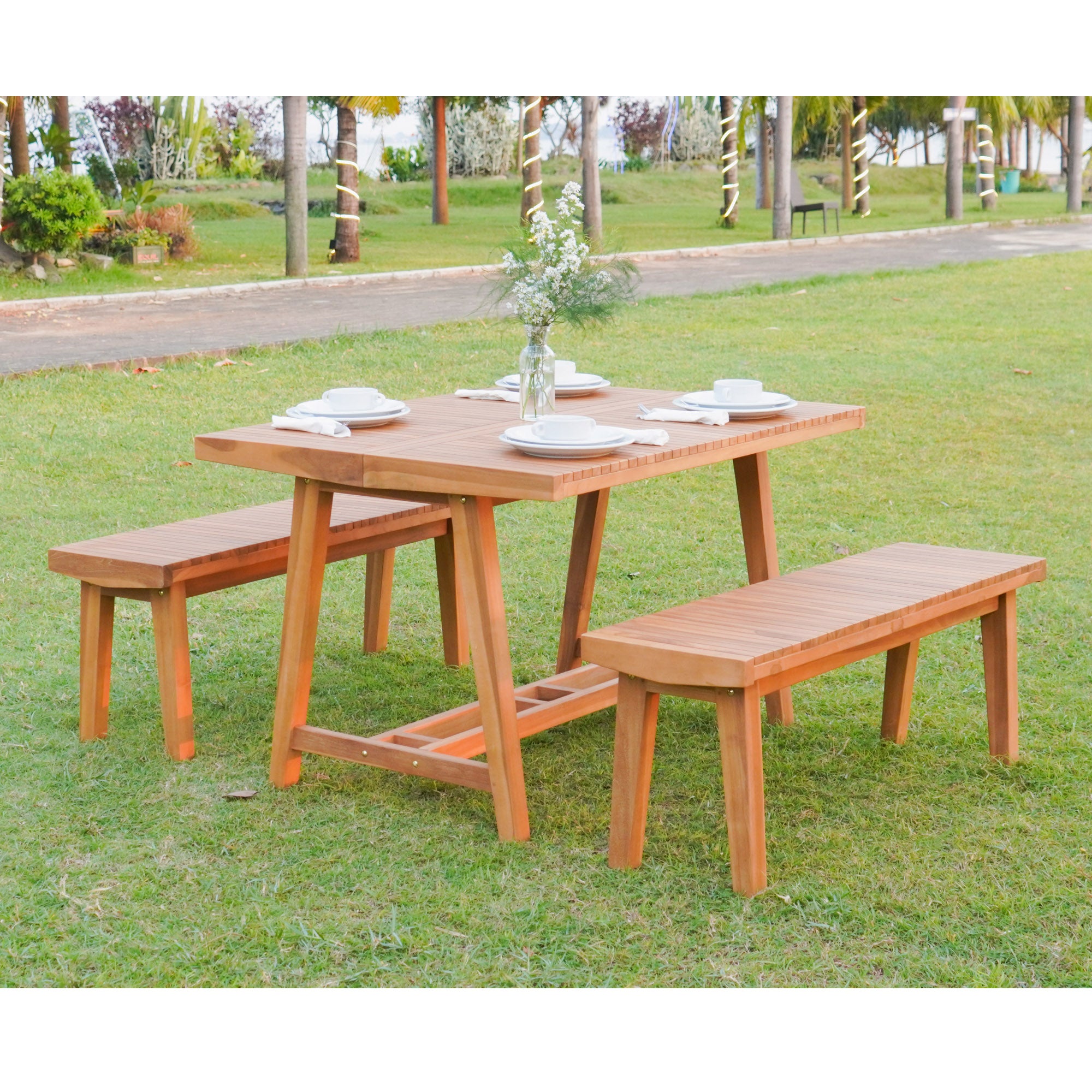 ROSSIO - Herman 3 Pieces Teak Patio Dining Set