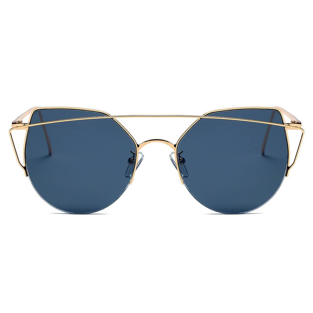 DILLON | Modern Cat Eye Mirrored Flat Lens Sunglasses Circle