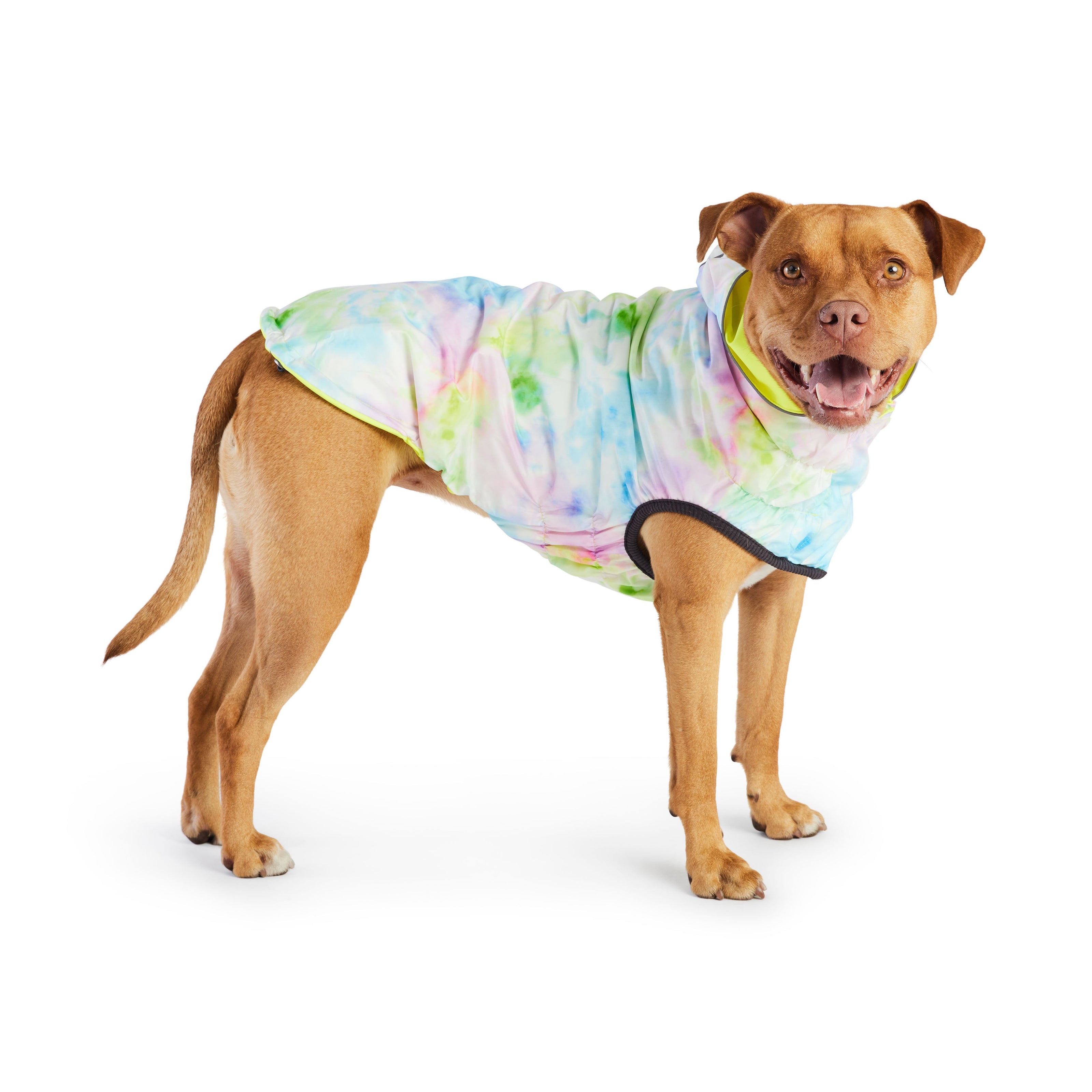 Reversible Raincoat - Neon Yellow With Tie Dye