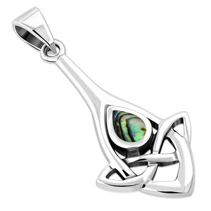 Abalone Shell Drop Celtic Knot Silver Pendant