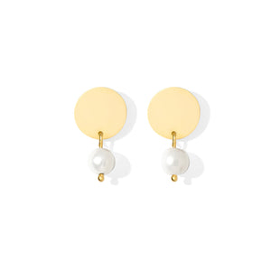 Freshwater Pearl Disc Earrings