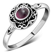 Ethnic Design Garnet Stone Silver Ring