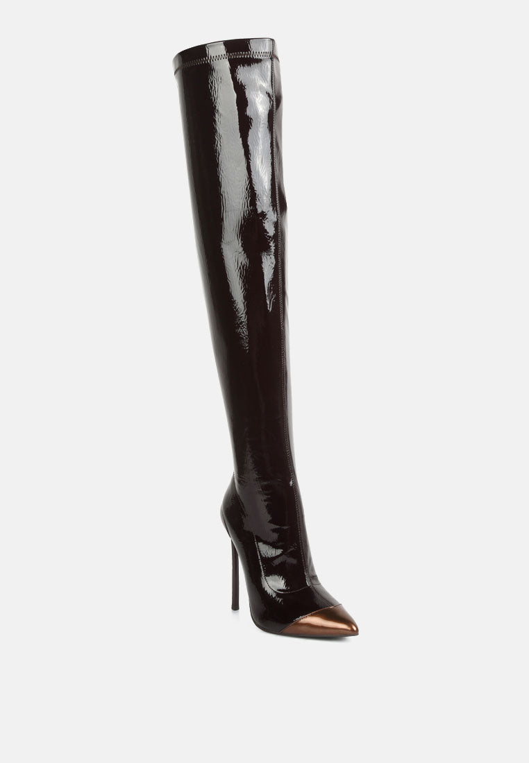 Chimes High Heel Patent Long Boots