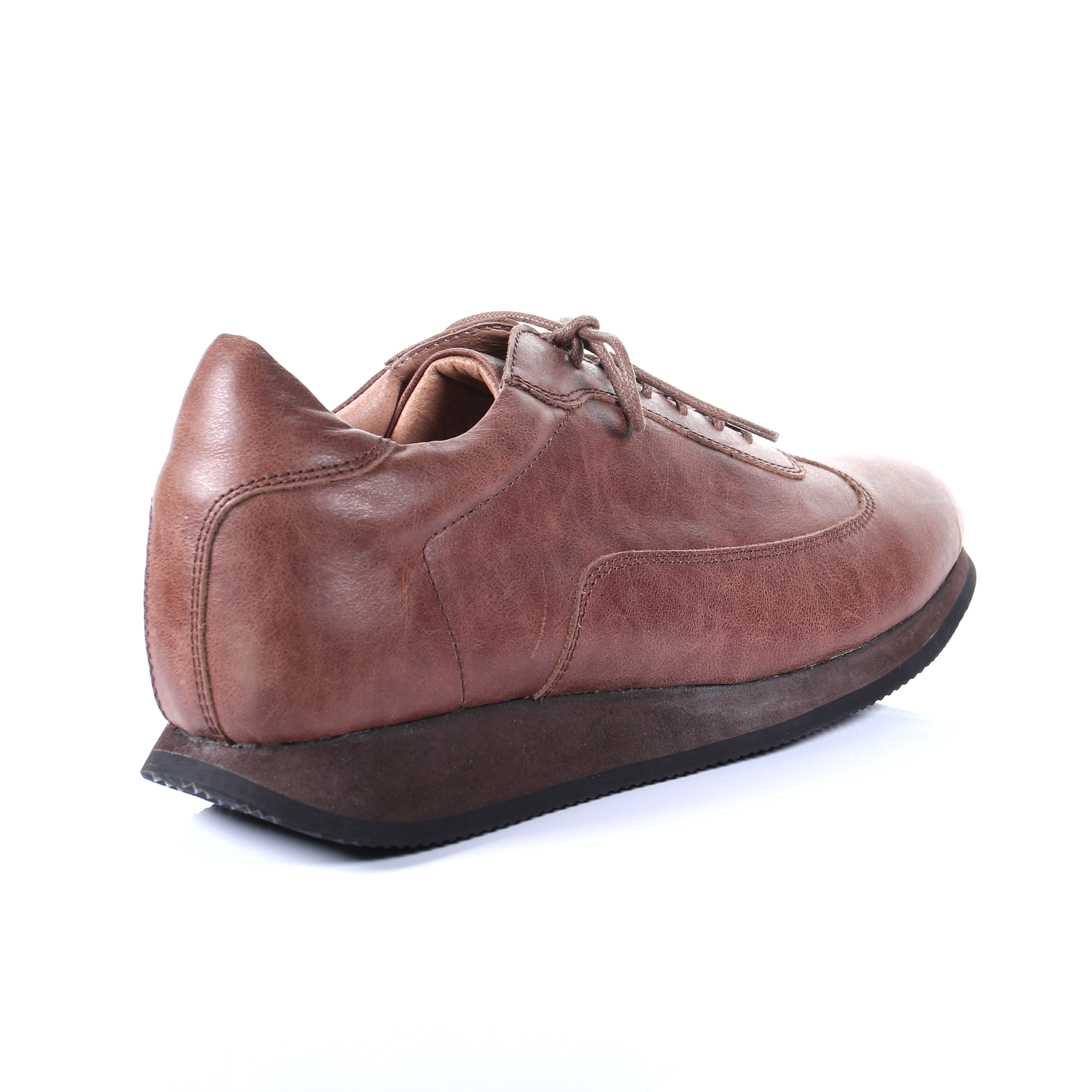 Chaussures décontractées en cuir à lacets pour hommes (marron foncé)