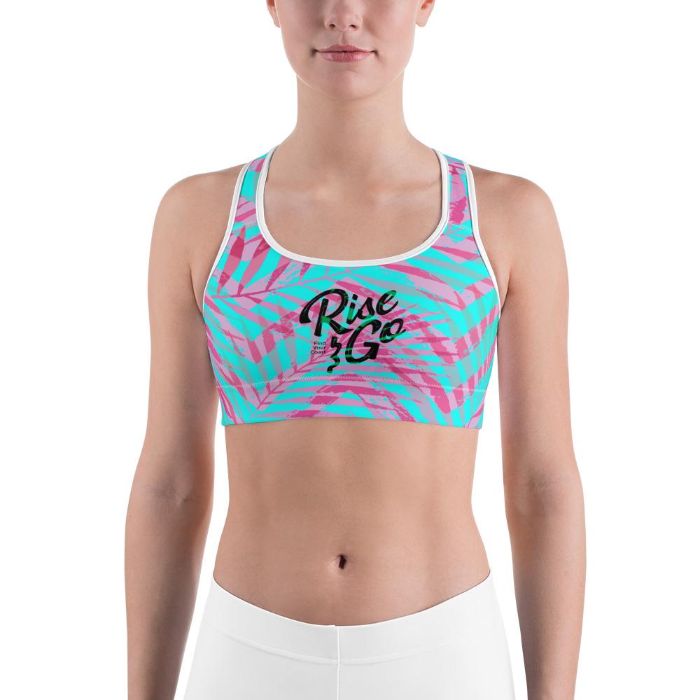 Women's Moisture Wicking Olivia III Rise & Go Sports Bra (White & Black Piping)