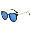 FINDLAY | Women's Retro Mirrored Lens Horned Rim Round Sunglasses