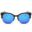 ABANDA |  Round Mirrored Flat Lens Half Frame Sunglasses Circle