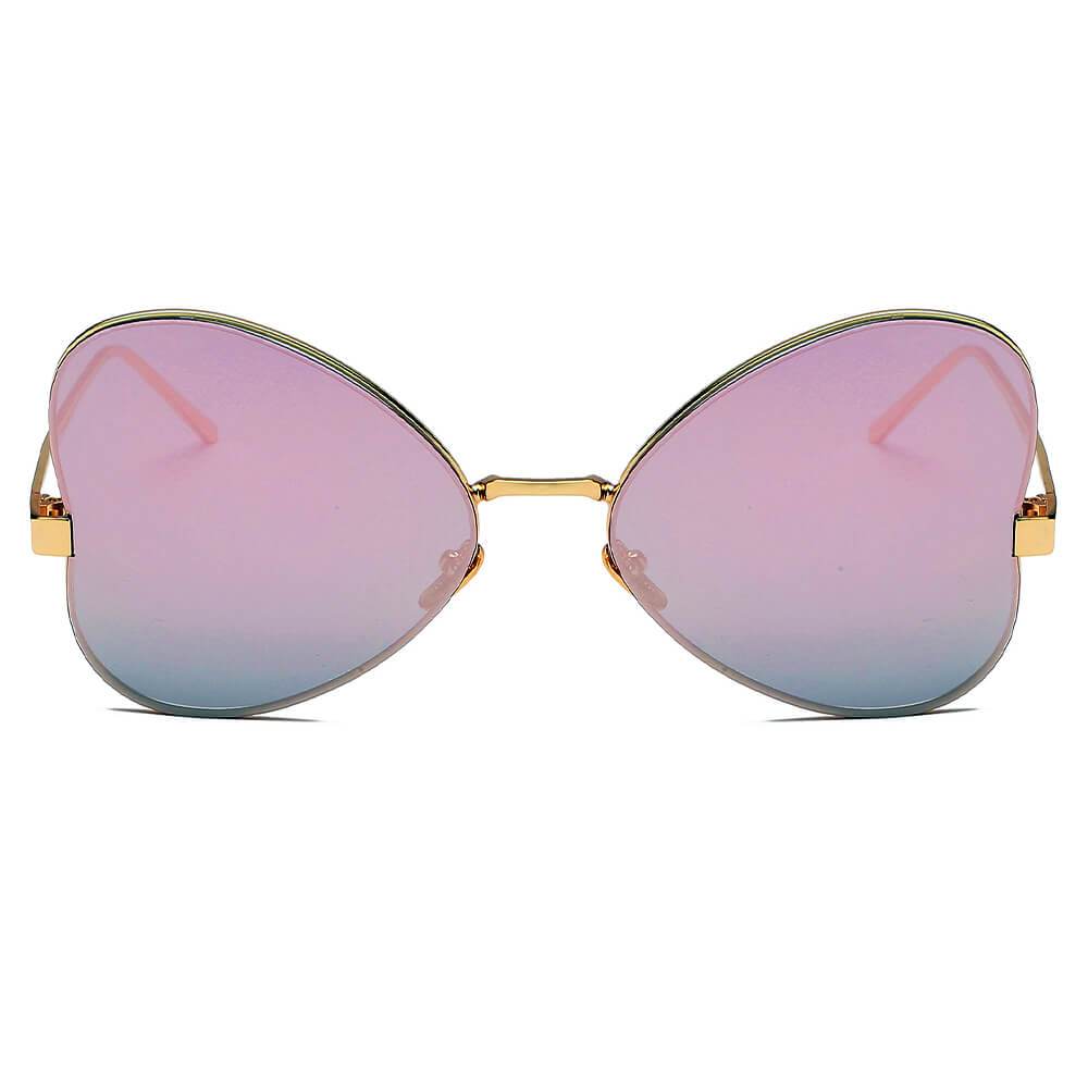 LINDSAY | Women Oversized Rounded Butterfly Fashion Sunglasses