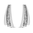 .925 Sterling Silver 1 Cttw Round Diamond Graduated Huggie Earrings