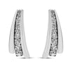 .925 Sterling Silver 1 Cttw Round Diamond Graduated Huggie Earrings