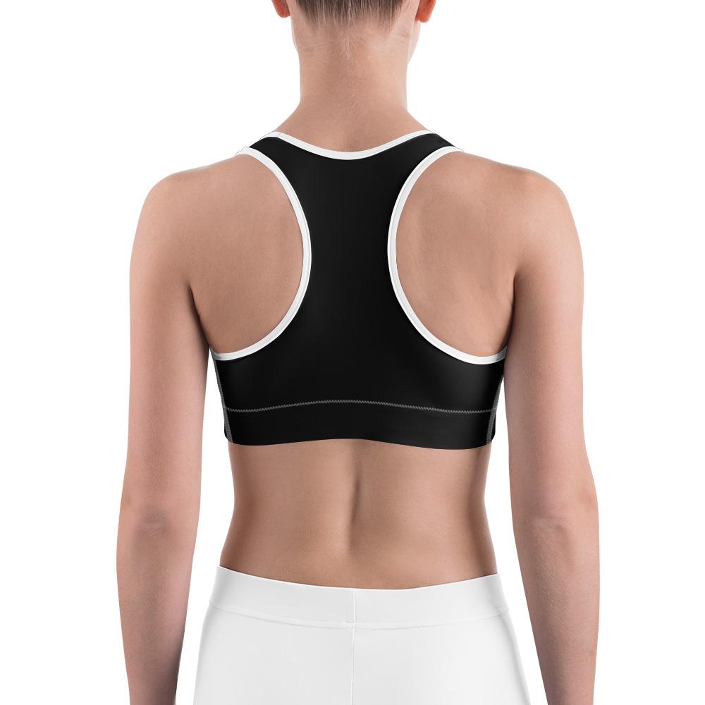 Soutien-gorge de sport de marque évacuant l'humidité pour femmes (passepoil blanc et noir)